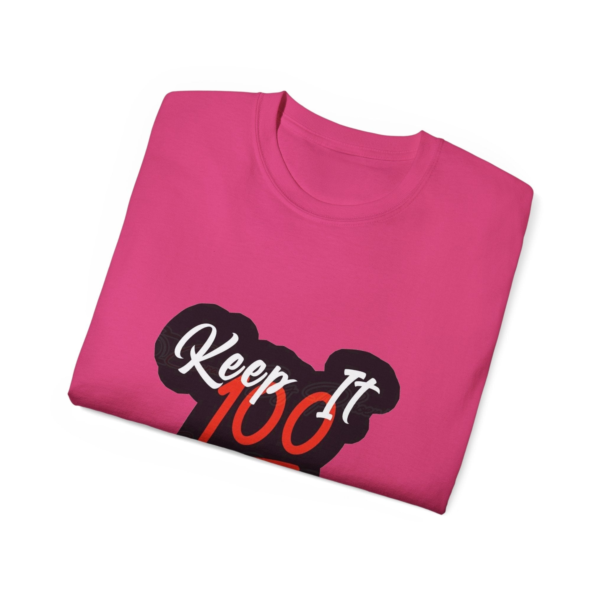 Keep It 100 Tee — "Keep it " Graphic Cotton T-Shirt ⚡️ Printify