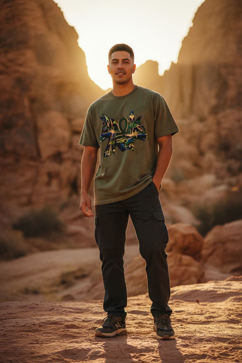 Latino Man Desert Rocks