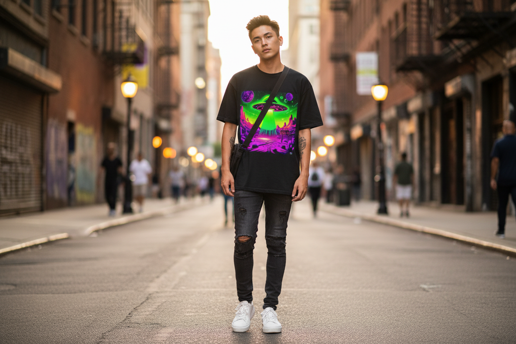 Lifestyle image of UFO t-shirt