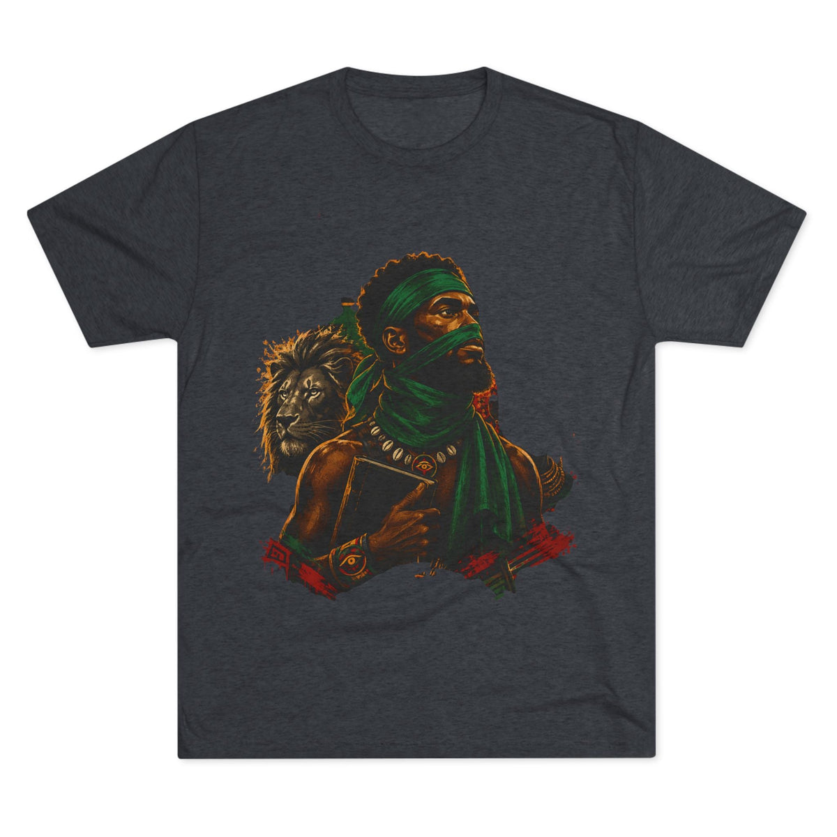 Lion Scholar Tee - Afrocentric Warrior King Graphic T-Shirt