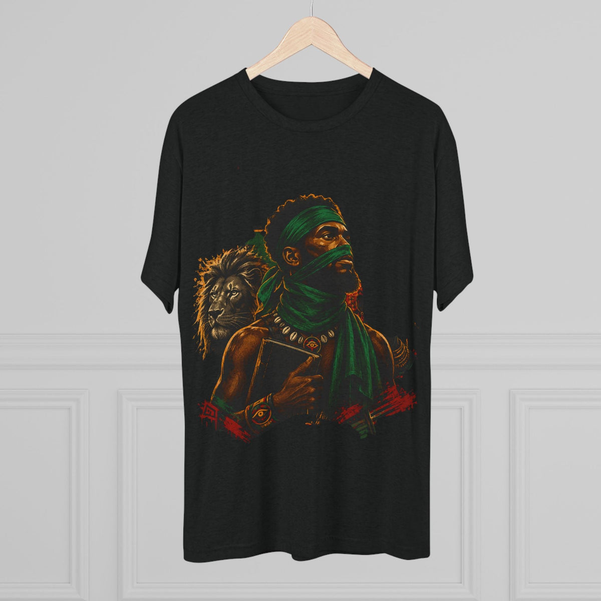 Lion Scholar Tee - Afrocentric Warrior King Graphic T-Shirt