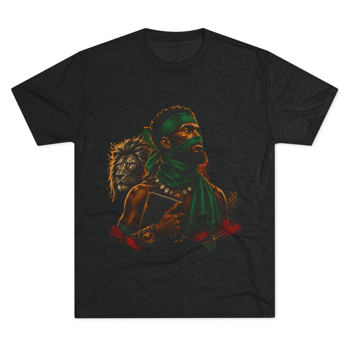 Lion Scholar Tee - Afrocentric Warrior King Graphic T-Shirt
