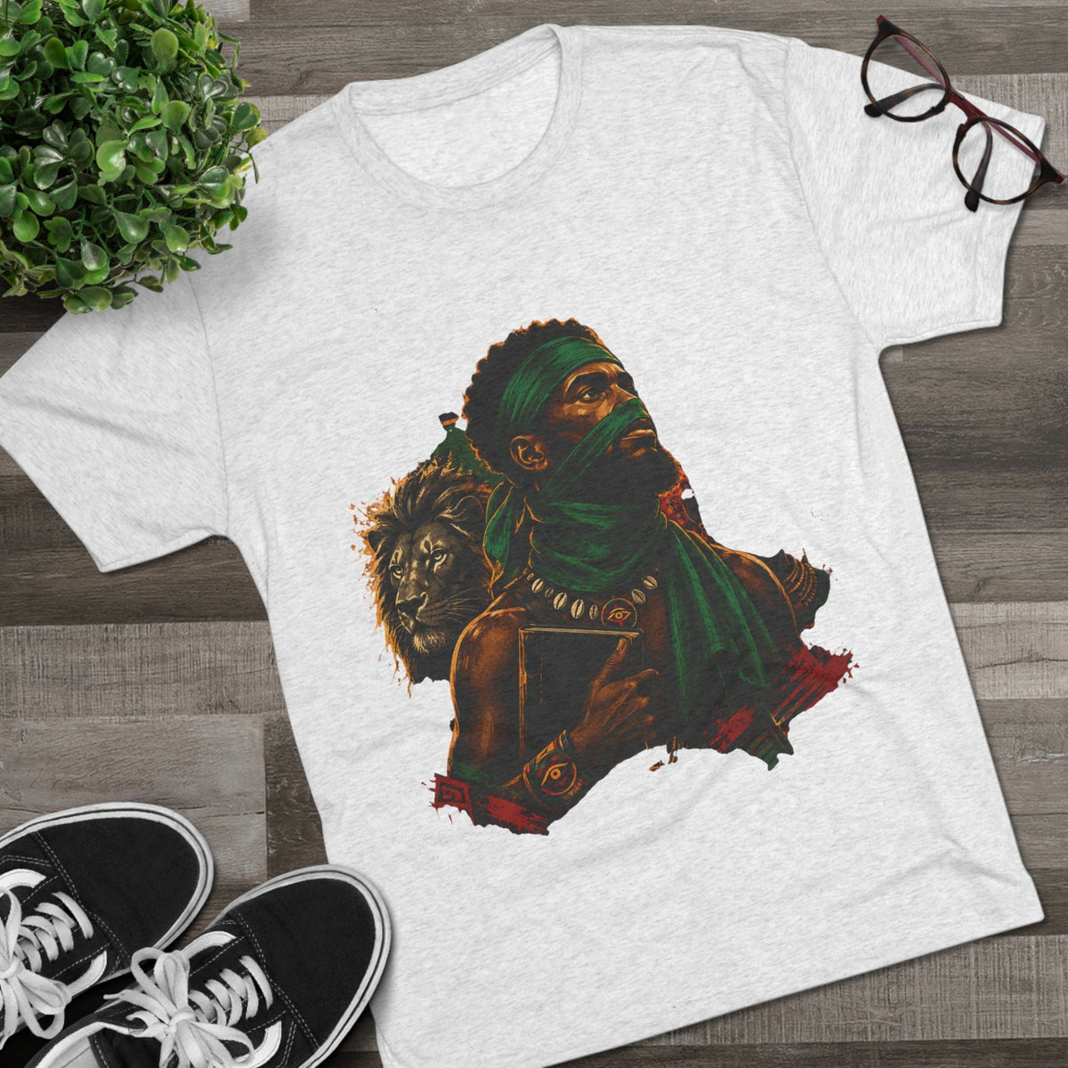 Lion Scholar Tee - Afrocentric Warrior King Graphic T-Shirt