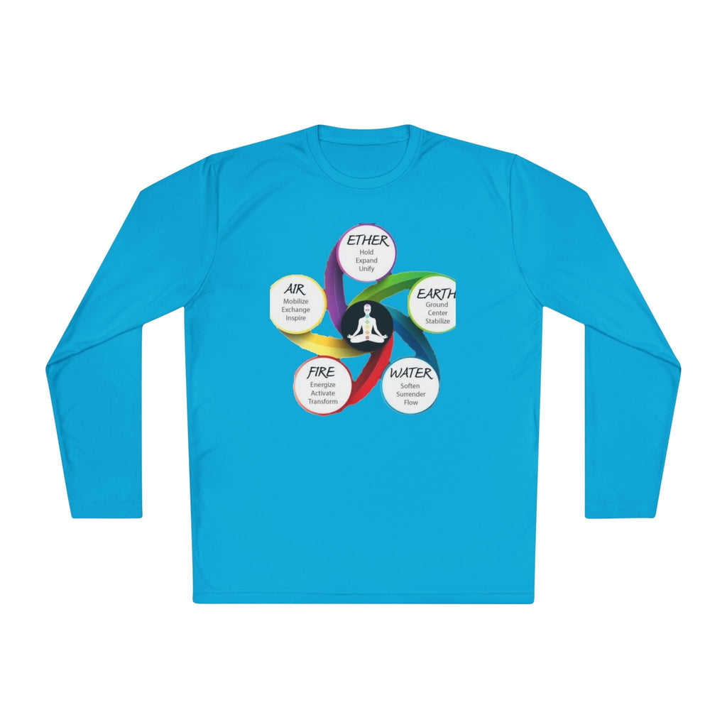 Long Sleeve Tee — Chakra Elements Diagram (Ether Air Earth Fire Water) Mindfulness Yoga Shirt Printify