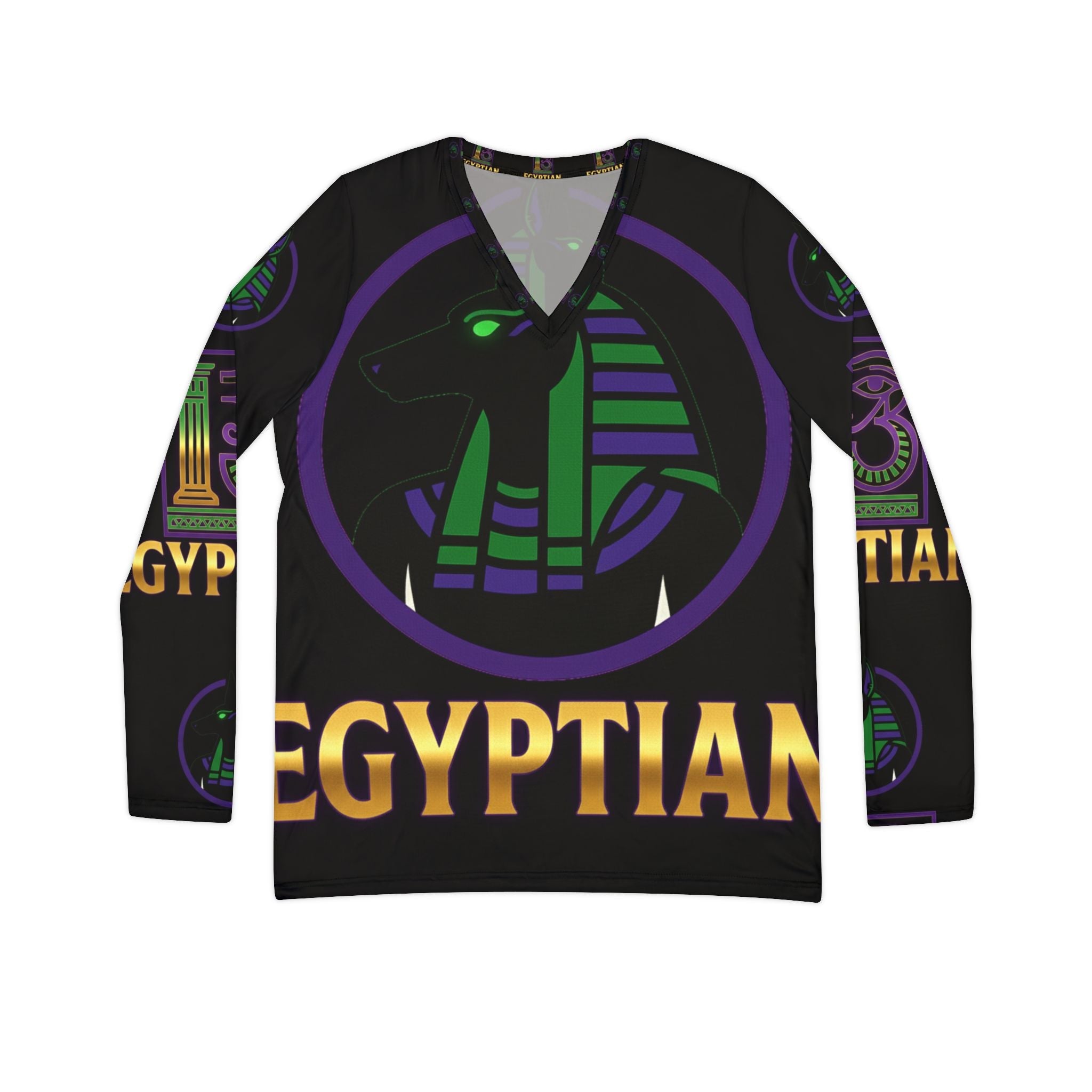 Long Sleeve V-neck Egypt Inspired Shirt Printify