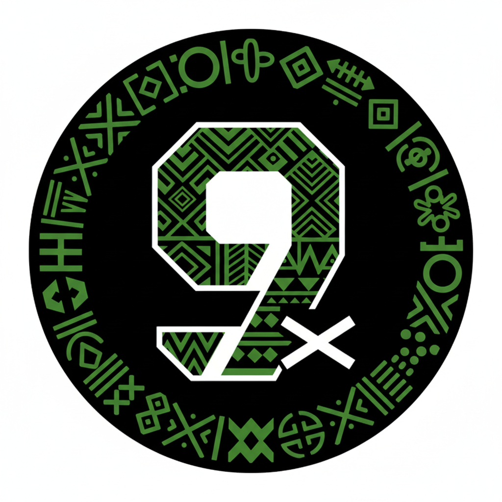 Make a black green 9 Ether african favicon logo 