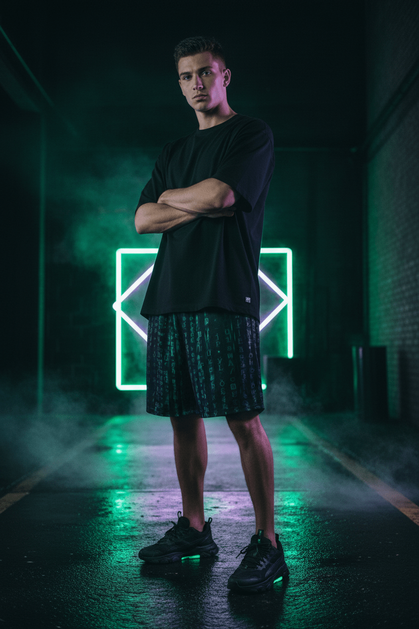 Matrix Code Shorts — Night Neon Lifestyle