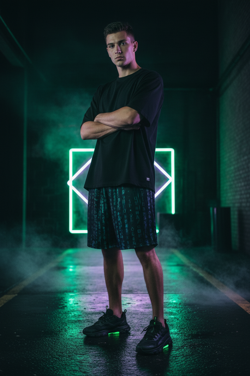 Matrix Code Shorts — Night Neon Lifestyle