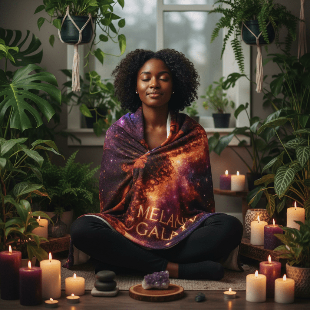 Melanin Galaxy Blanket Meditation Spiritual Lifestyle
