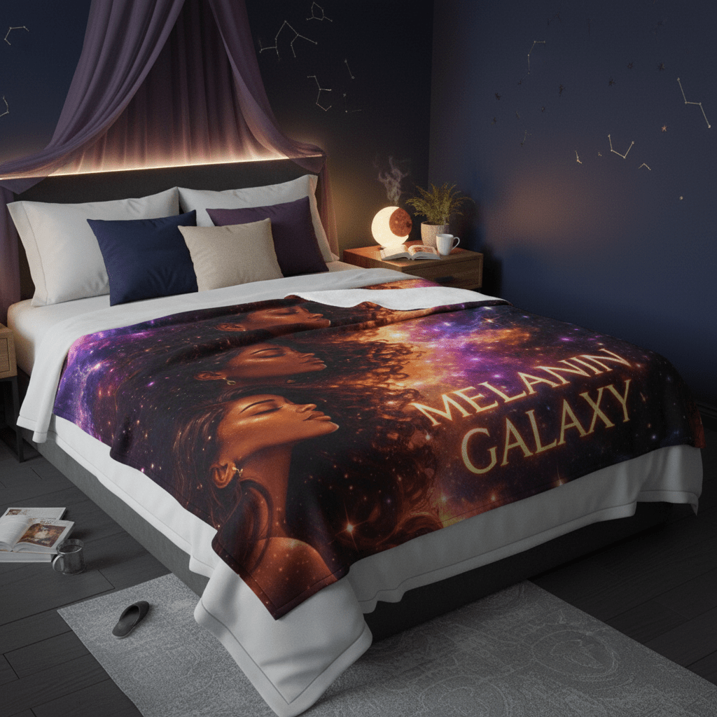 Melanin Galaxy Blanket Bedroom Night Energy Lifestyle