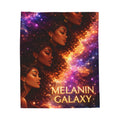Melanin Galaxy Velveteen Plush Blanket — Cosmic Afrocentric Throw for Home, Gifts & Self-Care Printify