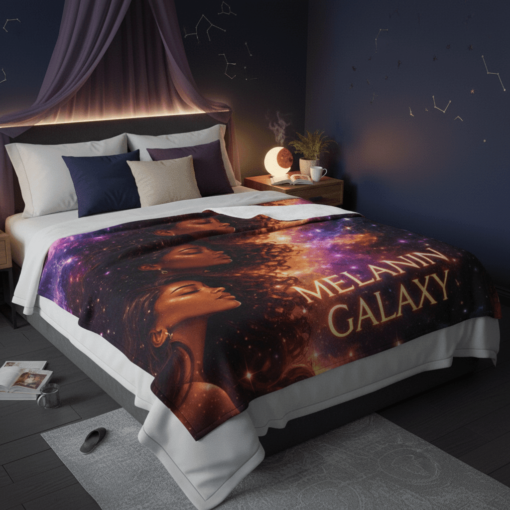 Melanin Galaxy Blanket Bedroom Night Energy Lifestyle