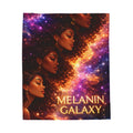 Melanin Galaxy Velveteen Plush Blanket — Cosmic Afrocentric Throw for Home, Gifts & Self-Care Printify