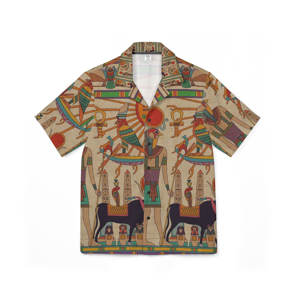 Men's Egyptian-Themed Camp Shirt, Summer Shirt, Vacation Attire, Bohemian Style, Beach Wear, Casual Top, Festival Outfit Printify