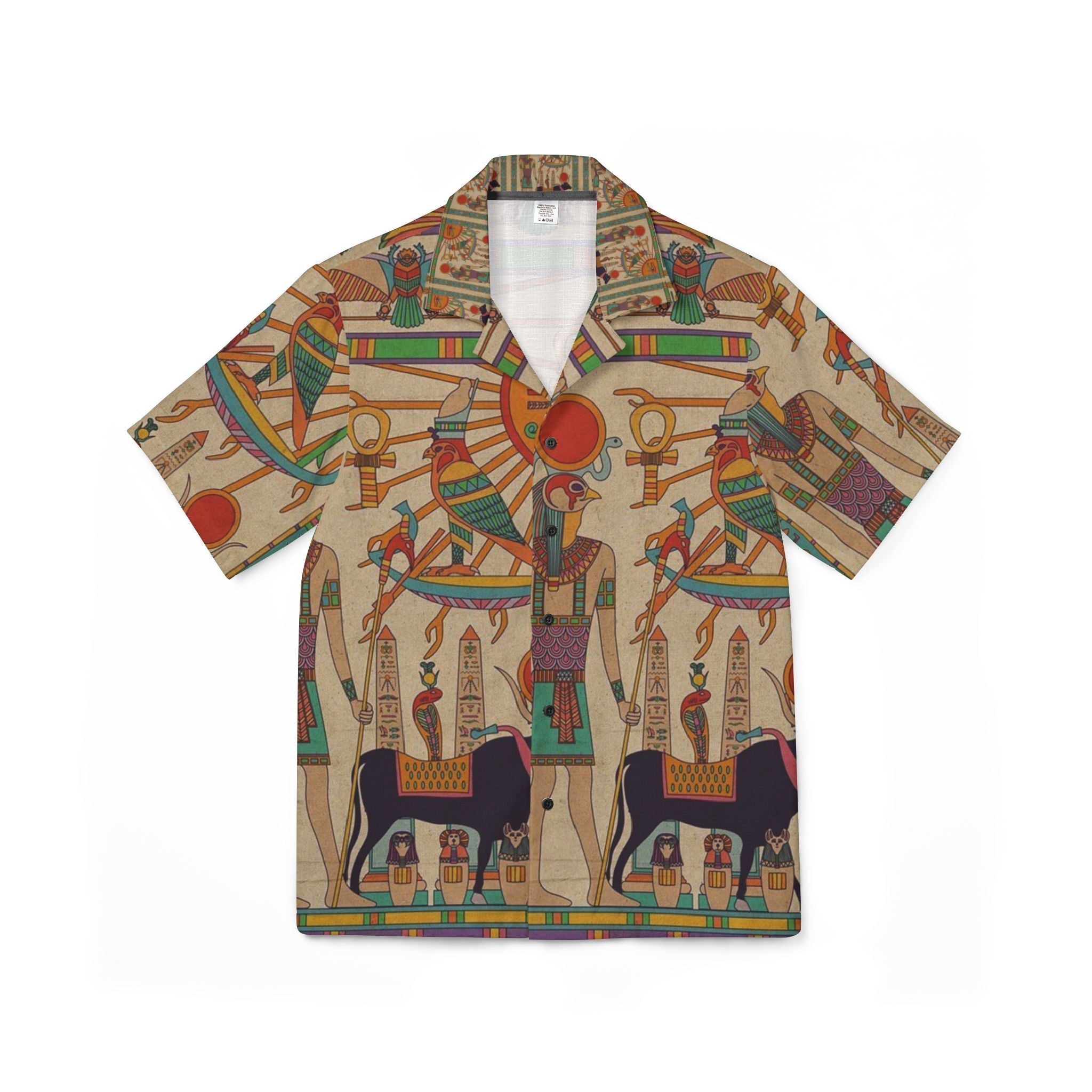 Men's Egyptian-Themed Camp Shirt, Summer Shirt, Vacation Attire, Bohemian Style, Beach Wear, Casual Top, Festival Outfit Printify