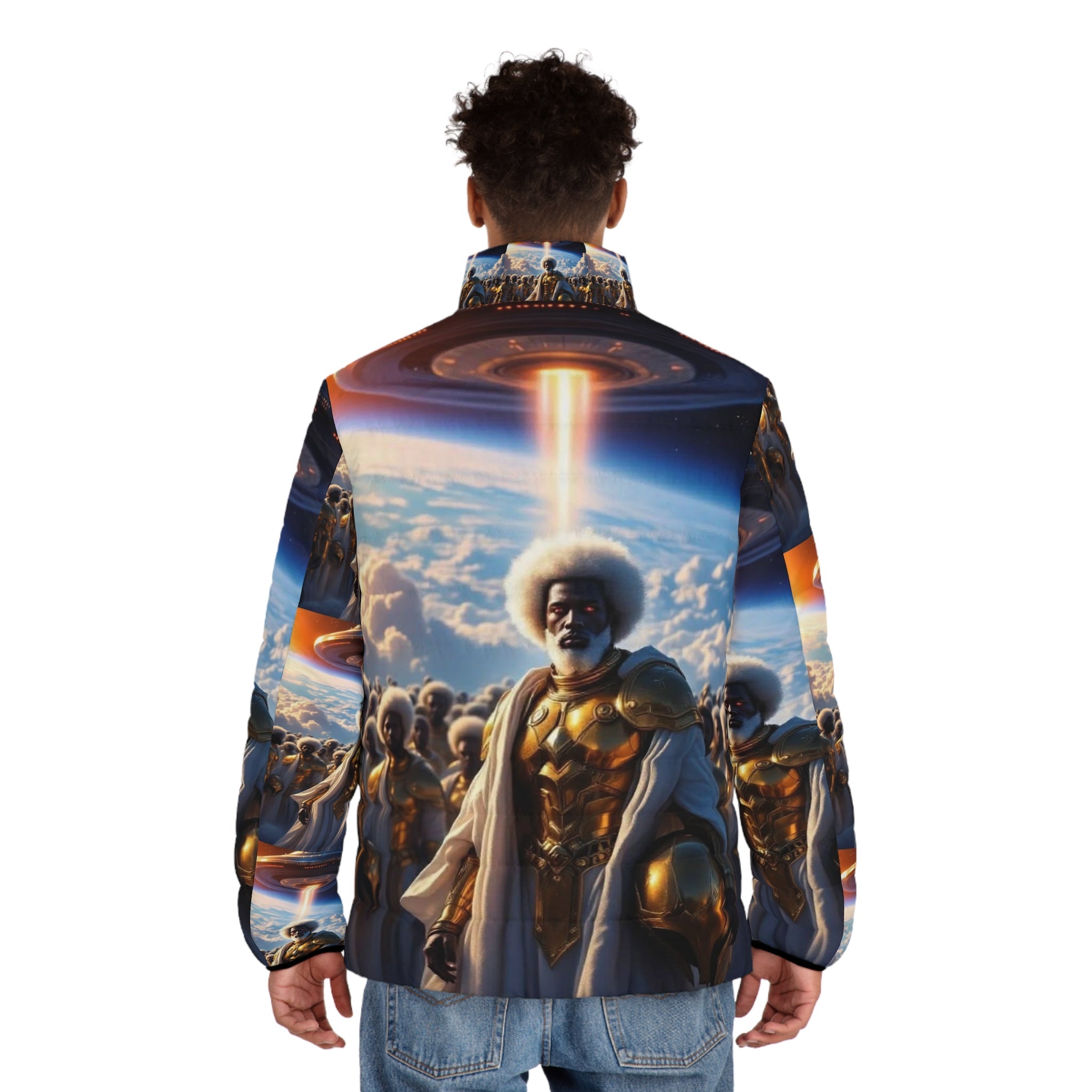 Men's Puffer Jacket — Galactic Royalty All-Over Print Printify