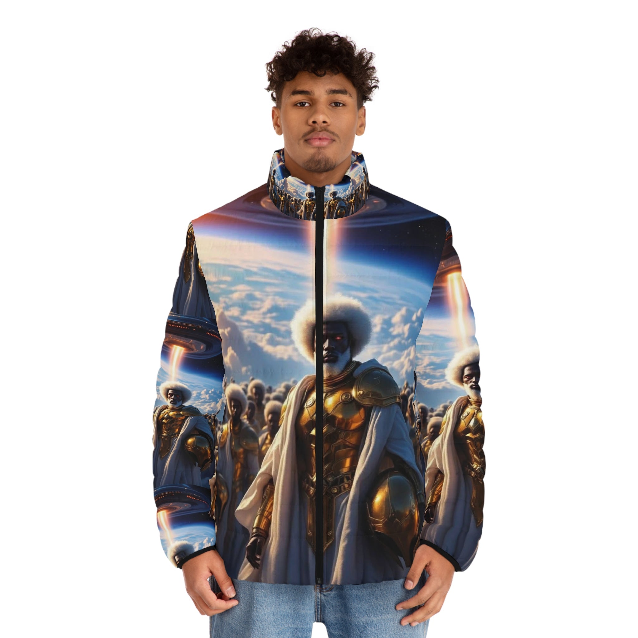 Men's Puffer Jacket — Galactic Royalty All-Over Print Printify