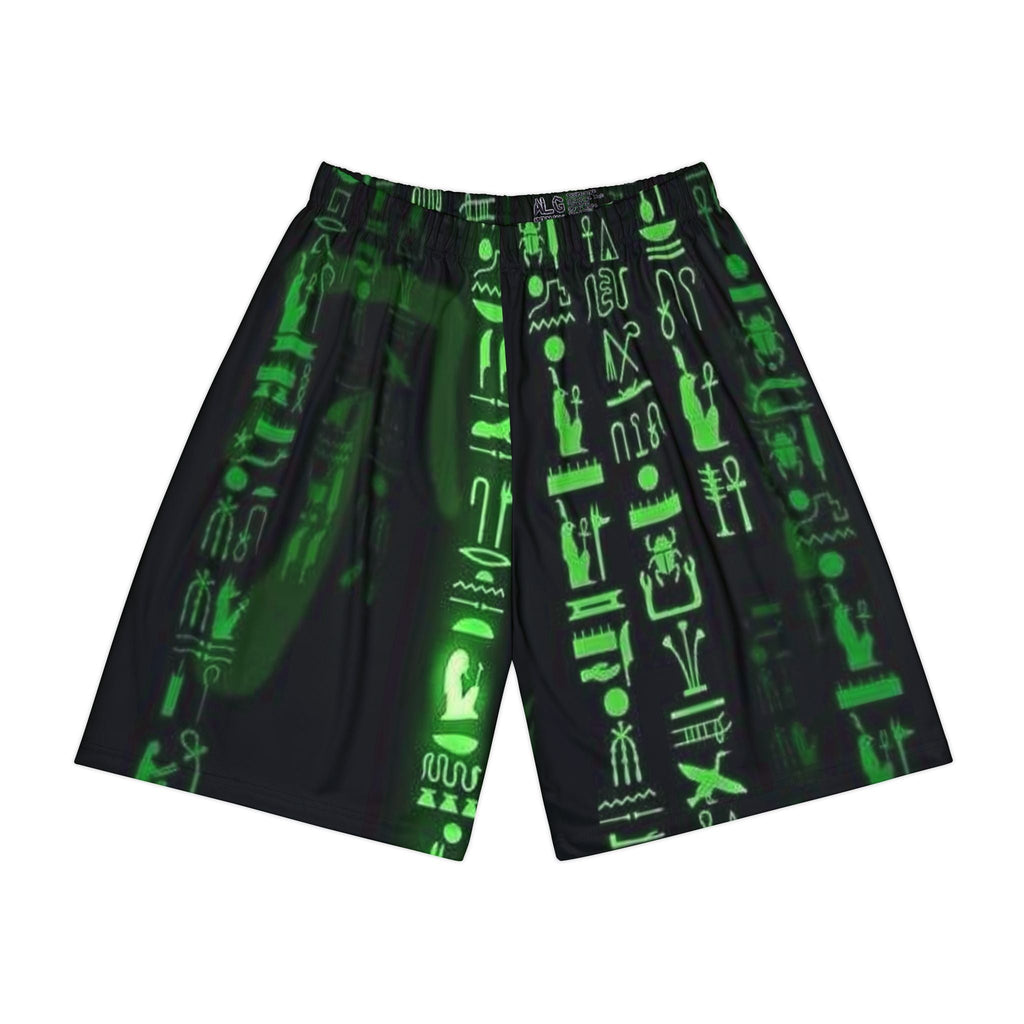 Men’s Sports Shorts with Glow-in-the-Dark Egyptian Hieroglyphs Printify