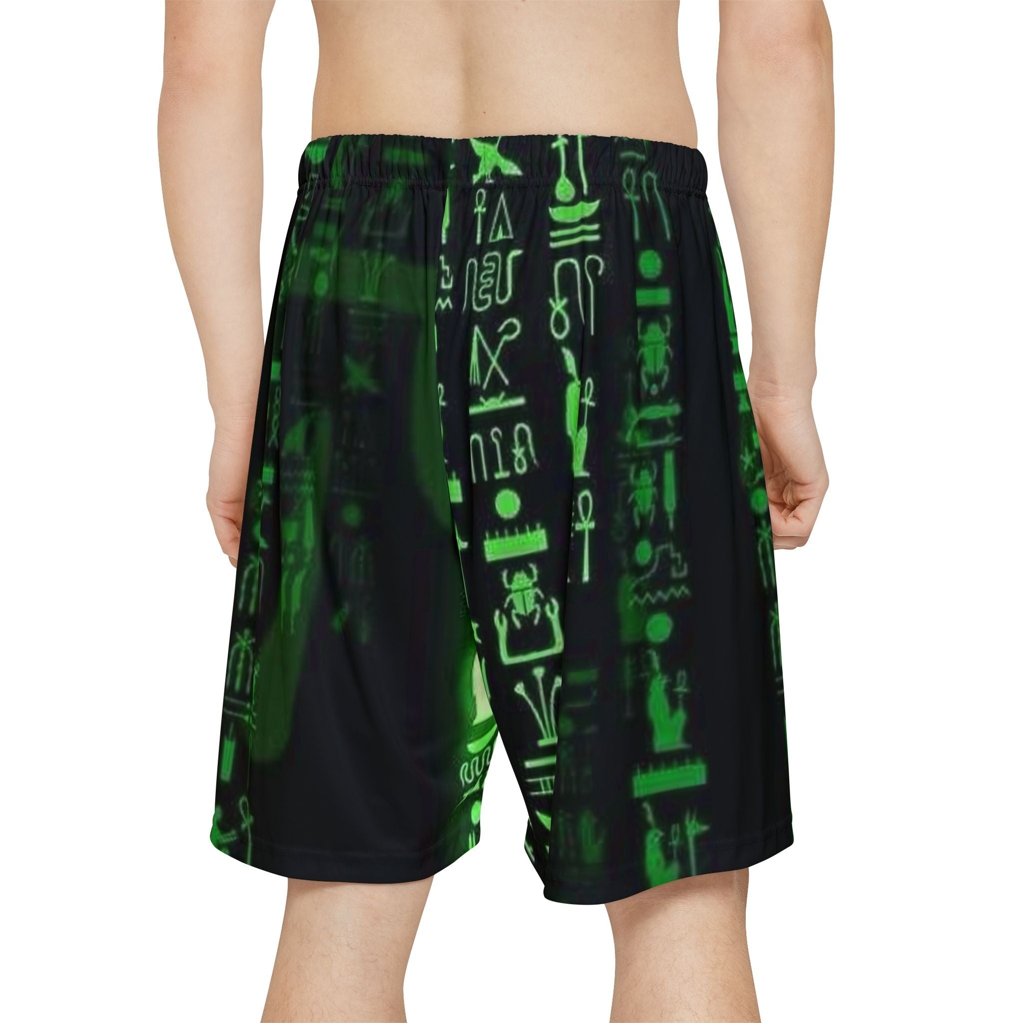 Men’s Sports Shorts with Glow-in-the-Dark Egyptian Hieroglyphs Printify