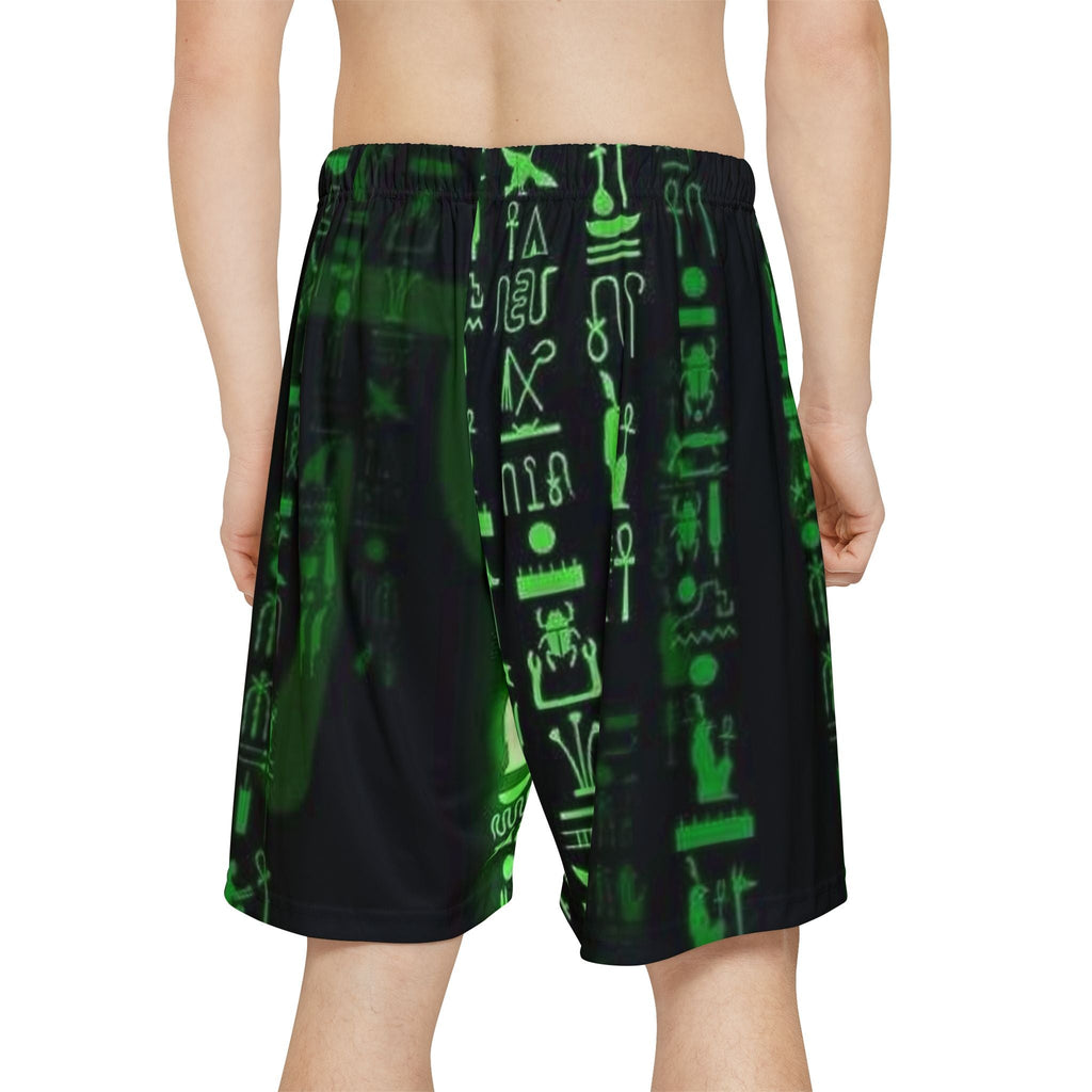 Men’s Sports Shorts with Glow-in-the-Dark Egyptian Hieroglyphs Printify