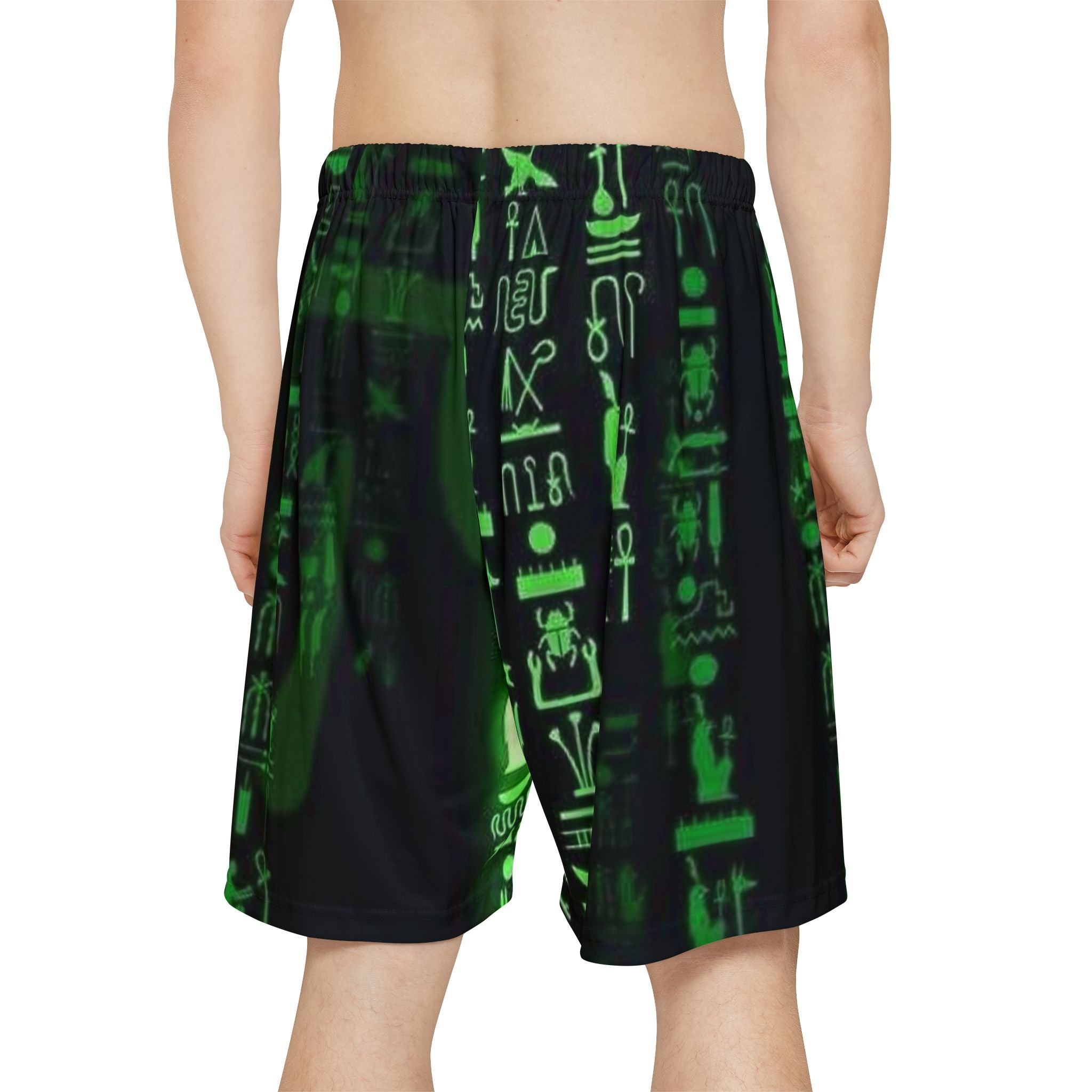 Men’s Sports Shorts with Glow-in-the-Dark Egyptian Hieroglyphs Printify