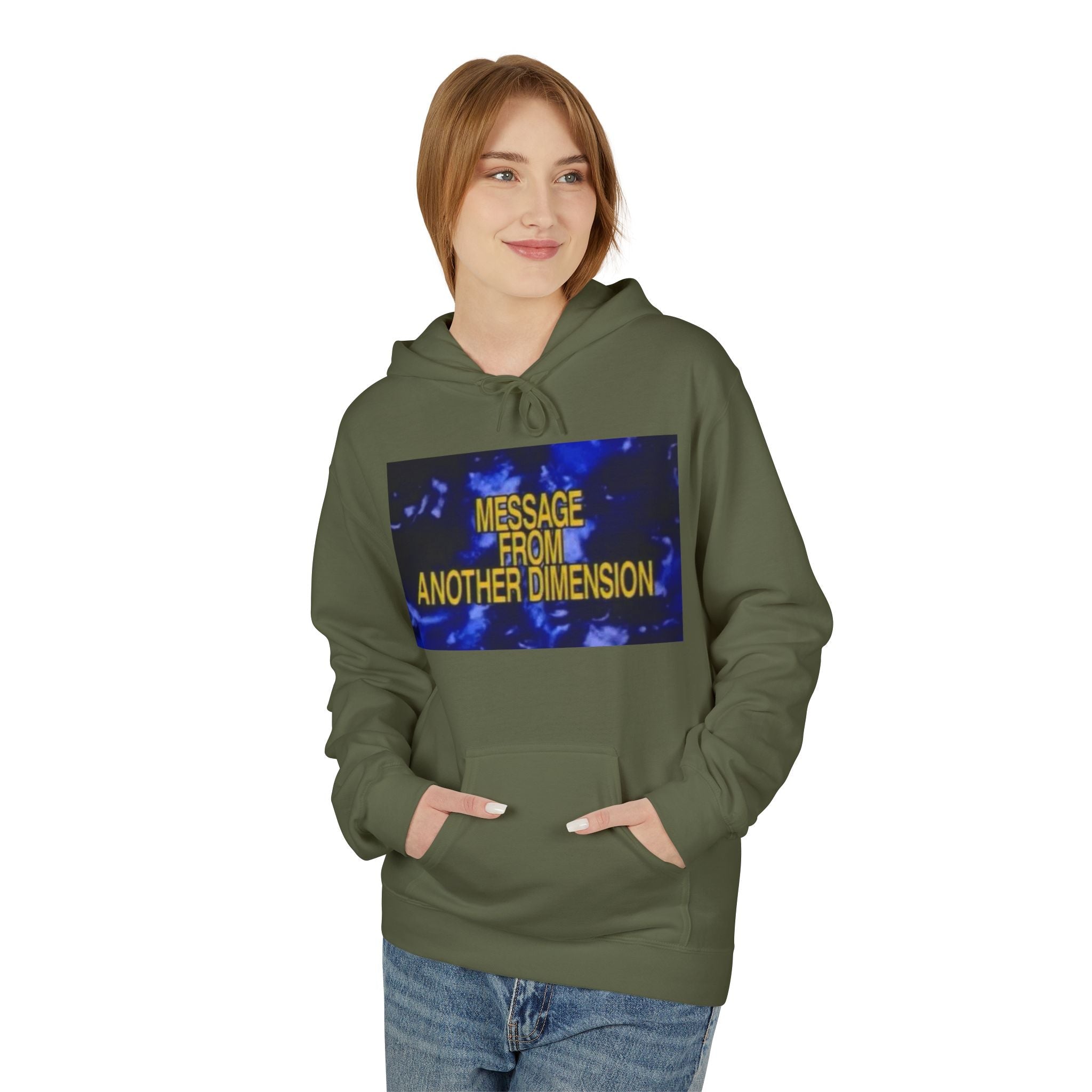 'Message From Another Dimension' Unisex Fleece Hoodie - Cozy and Unique
