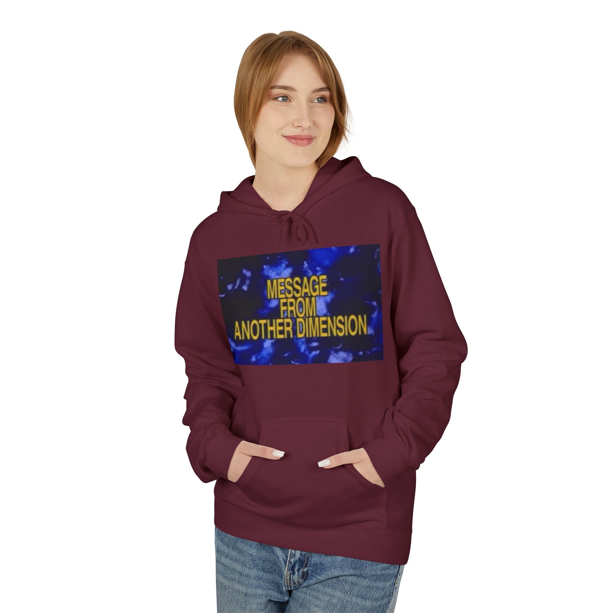 'Message From Another Dimension' Unisex Fleece Hoodie - Cozy and Unique