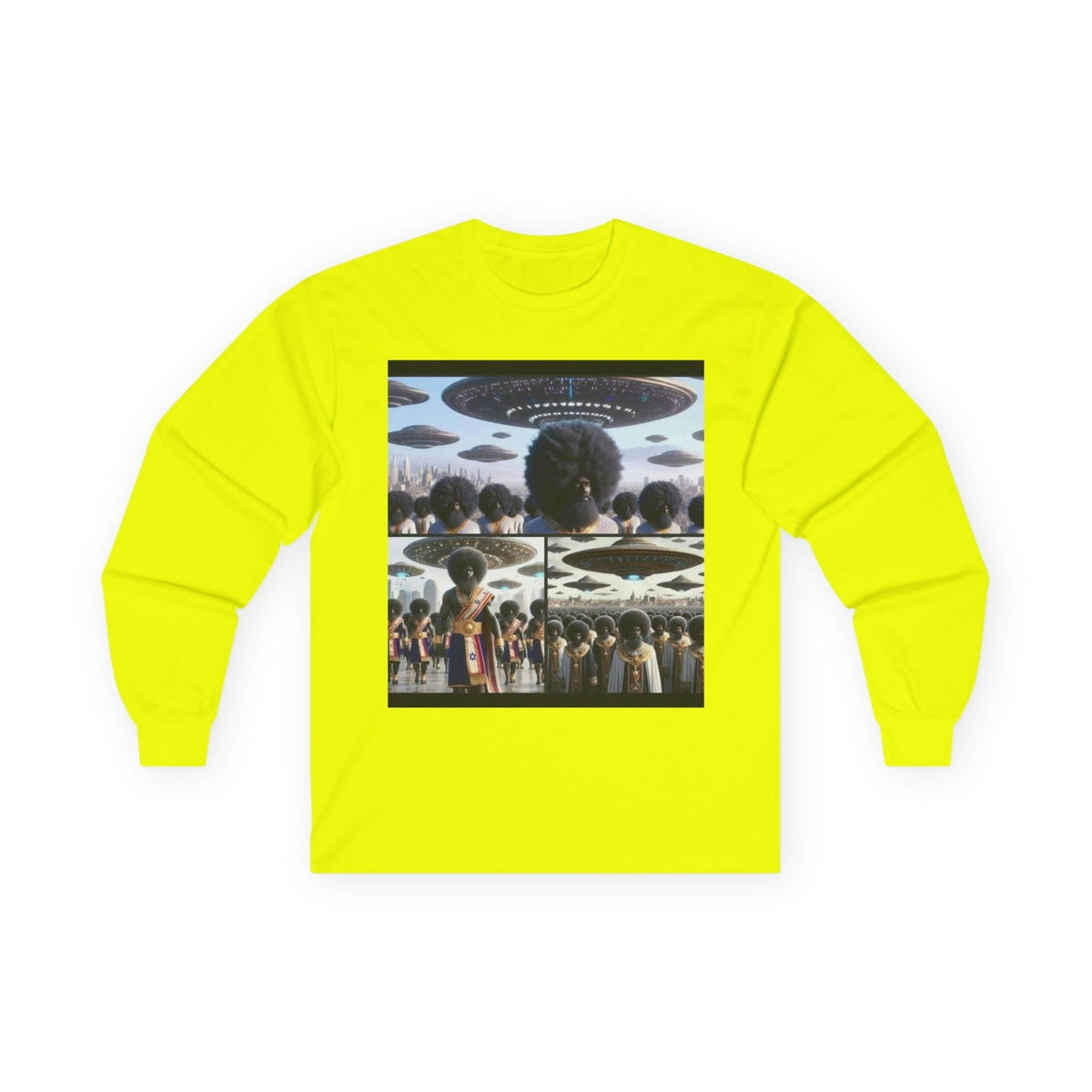 Mothership Arrival Long Sleeve by JR Vortex – Cosmic Roots sci-fi streetwear