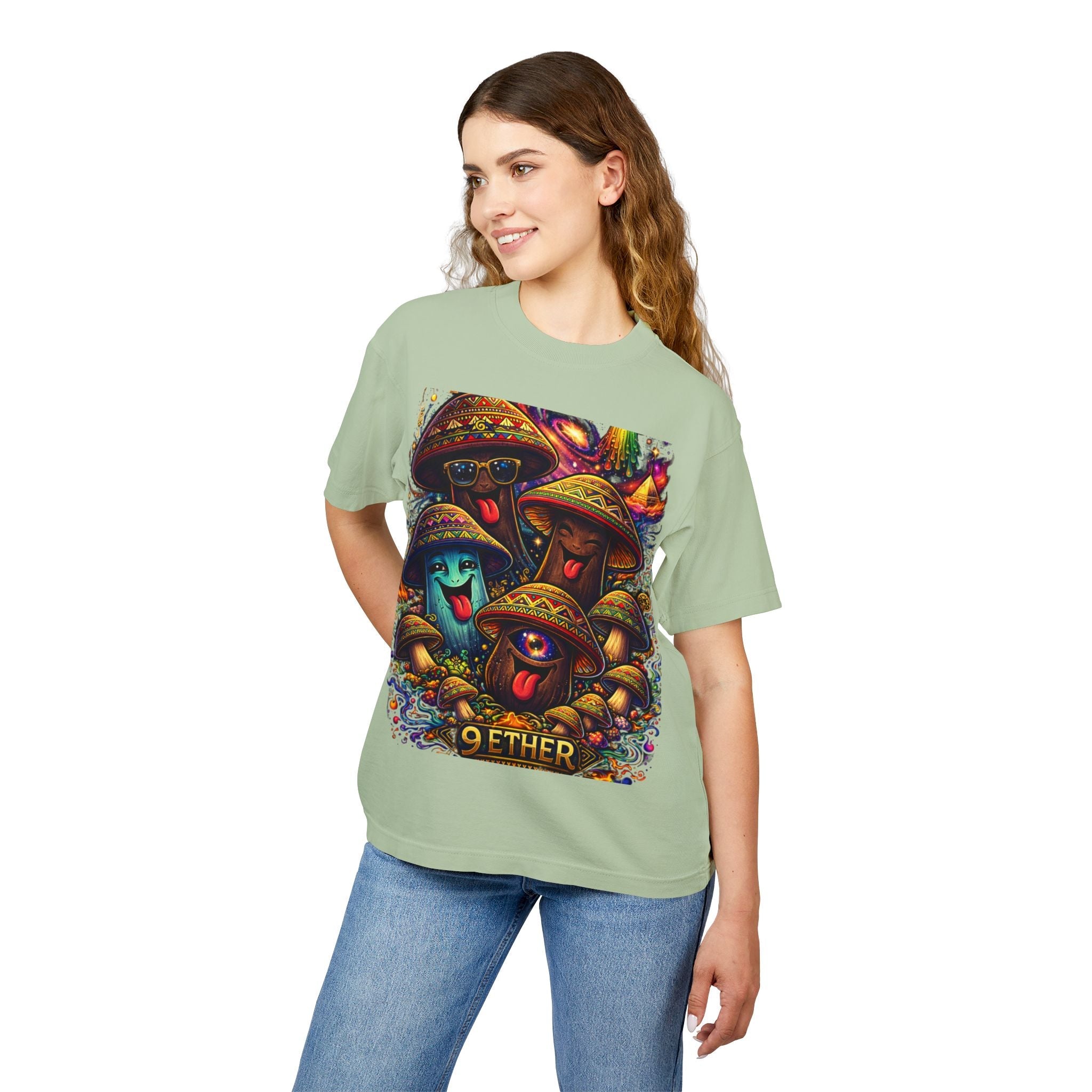 Mushroom Crew Graphic Tee — Psychedelic 9 Ether Art Shirt