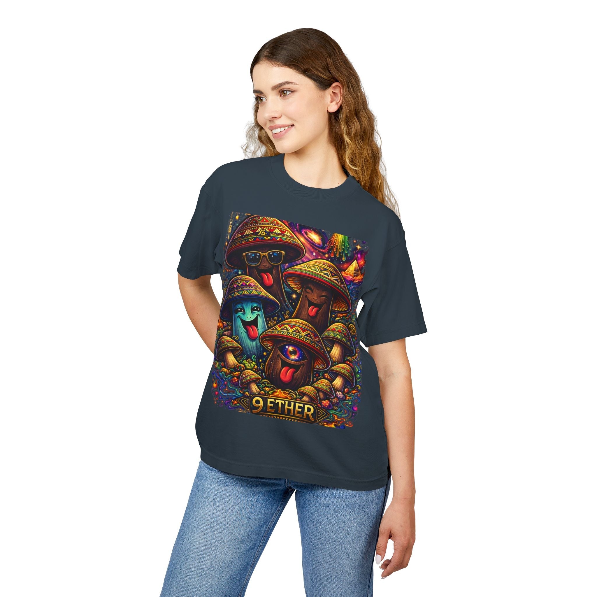 Mushroom Crew Graphic Tee — Psychedelic 9 Ether Art Shirt