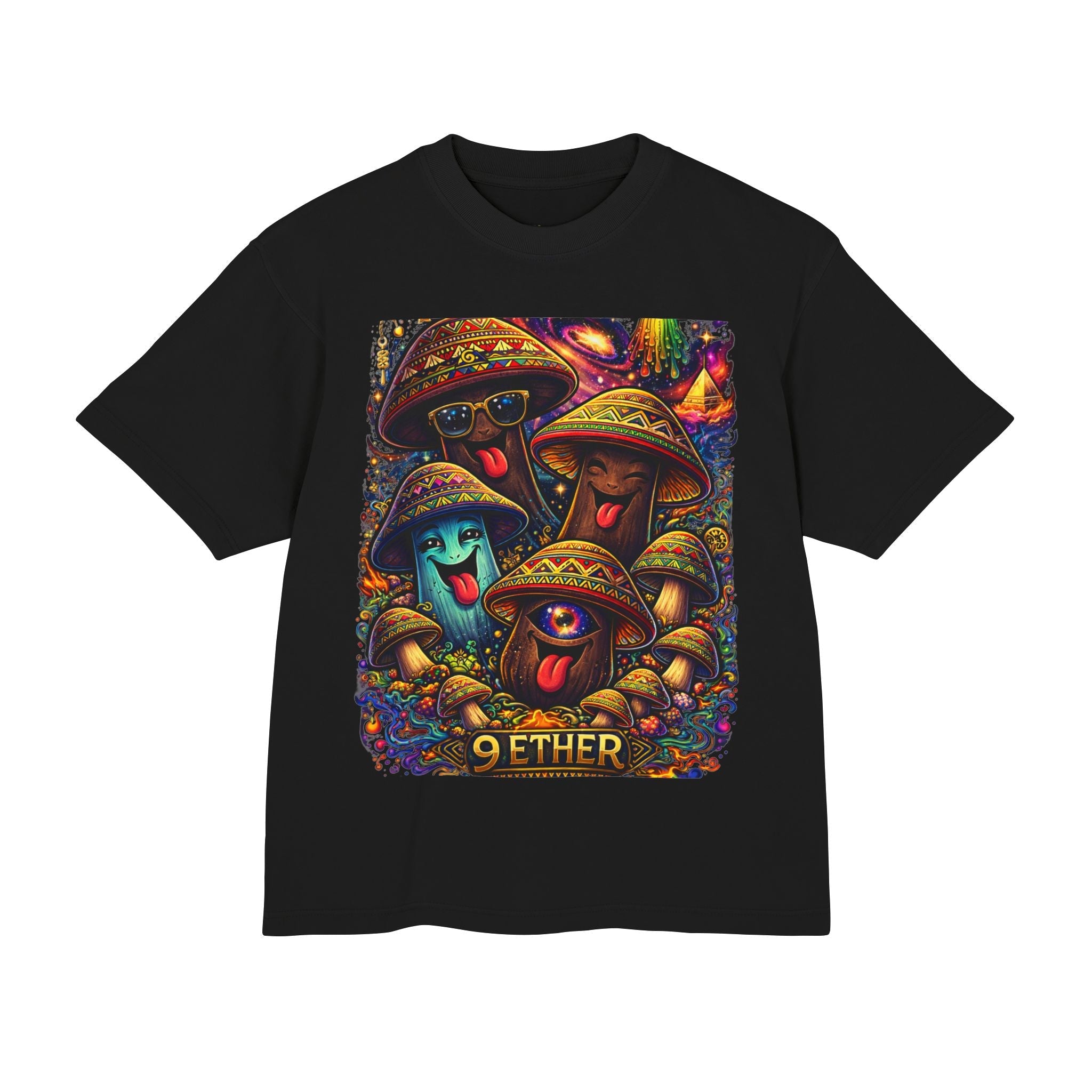 Mushroom Crew Graphic Tee — Psychedelic 9 Ether Art Shirt
