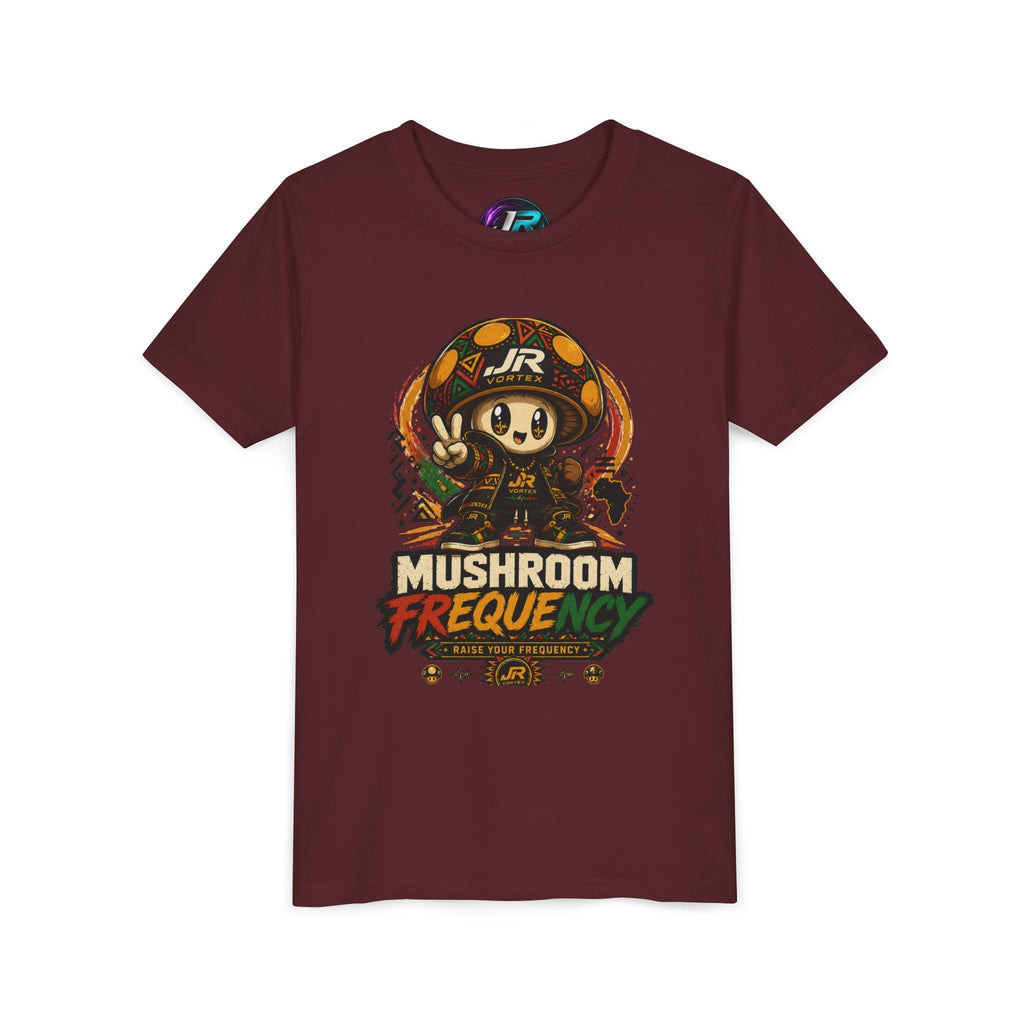 Mushroom Frequency Youth Tee — Playful Peace Sign Graphic