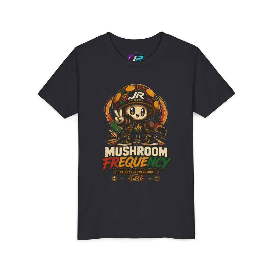 Mushroom Frequency Youth Tee — Playful Peace Sign Graphic