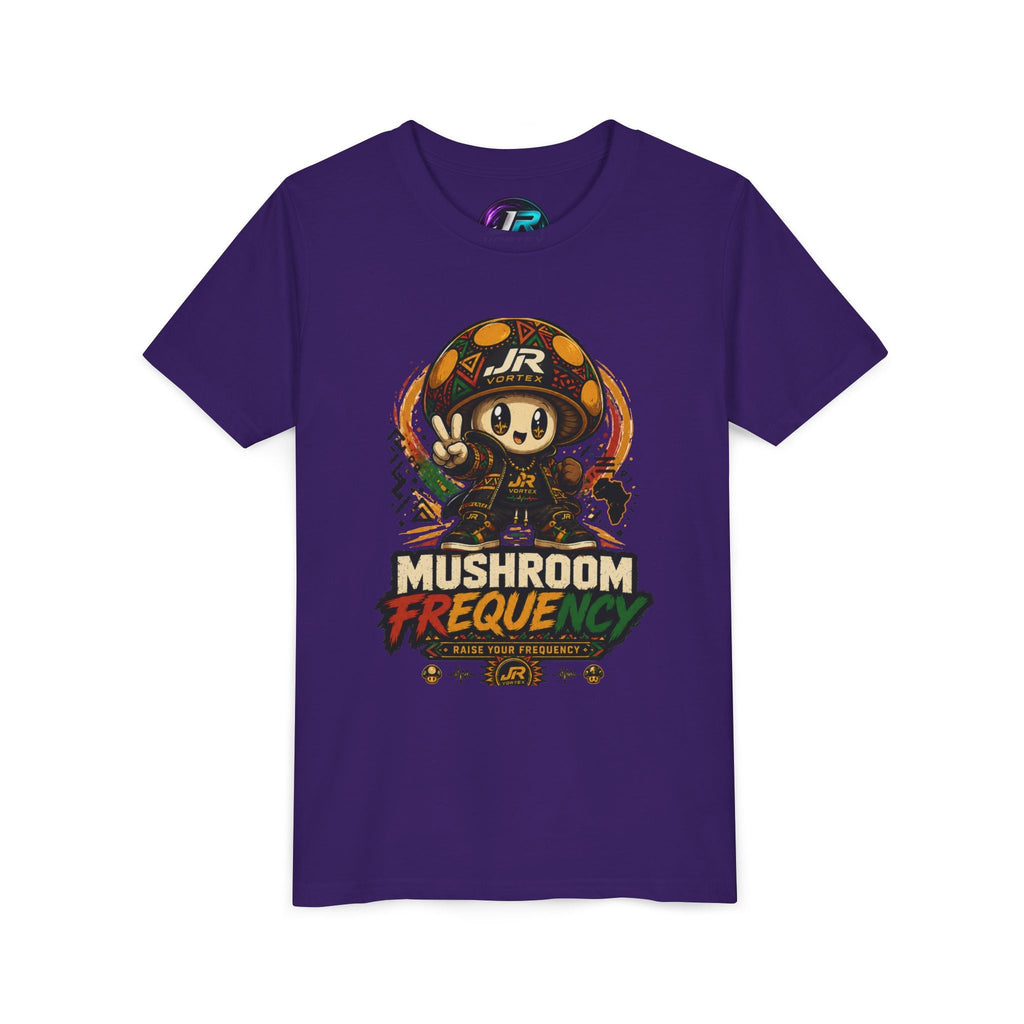 Mushroom Frequency Youth Tee — Playful Peace Sign Graphic