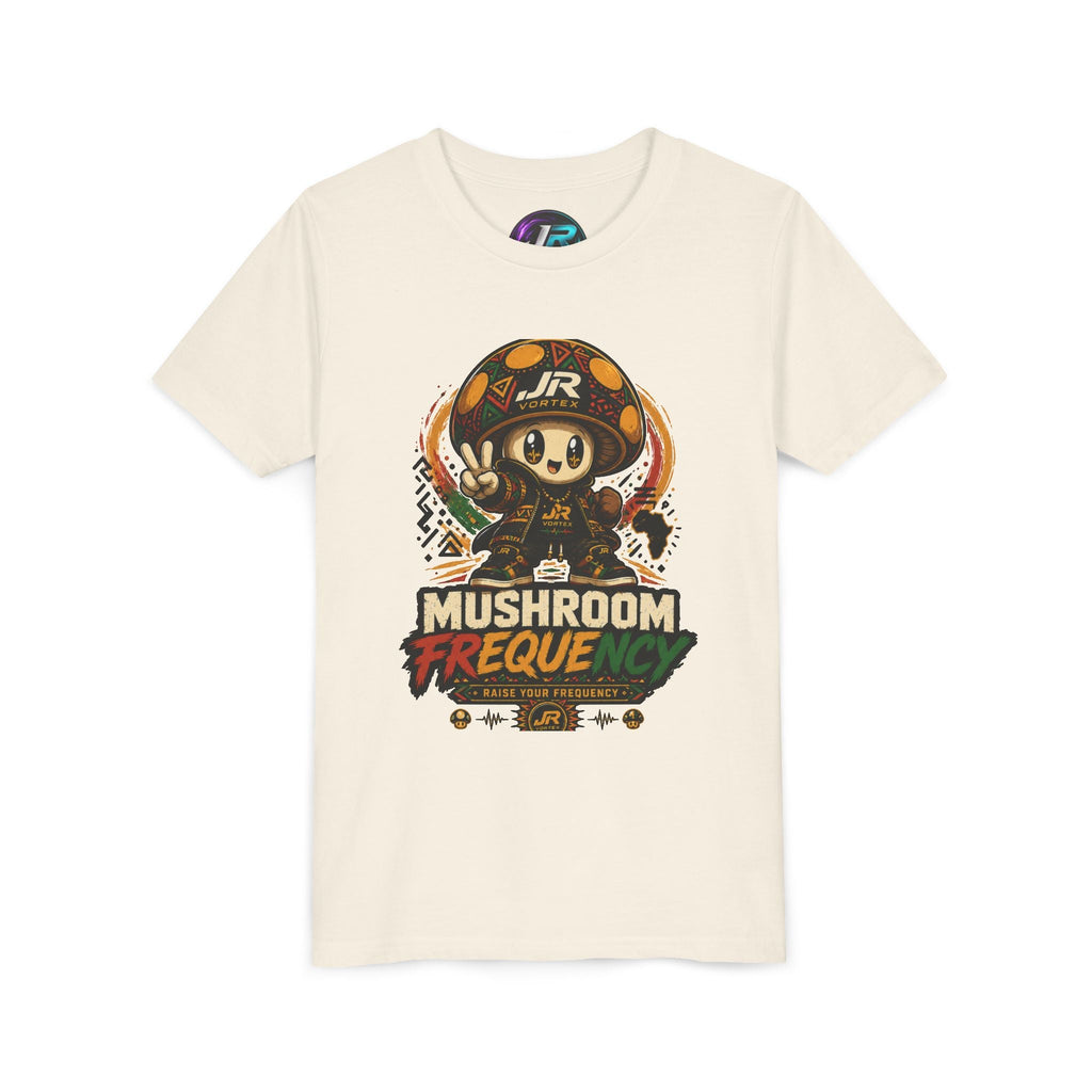 Mushroom Frequency Youth Tee — Playful Peace Sign Graphic