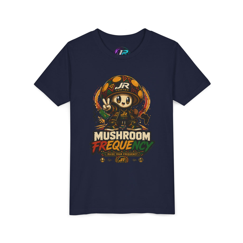 Mushroom Frequency Youth Tee — Playful Peace Sign Graphic