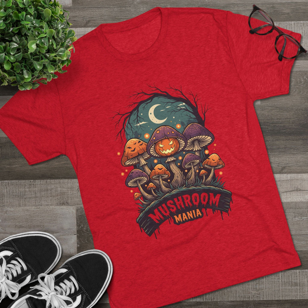 Mushroom Mania Halloween Tee — Spooky Jack-O'-Lantern Mushroom Streetwear