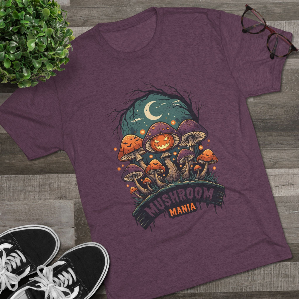 Mushroom Mania Halloween Tee — Spooky Jack-O'-Lantern Mushroom Streetwear