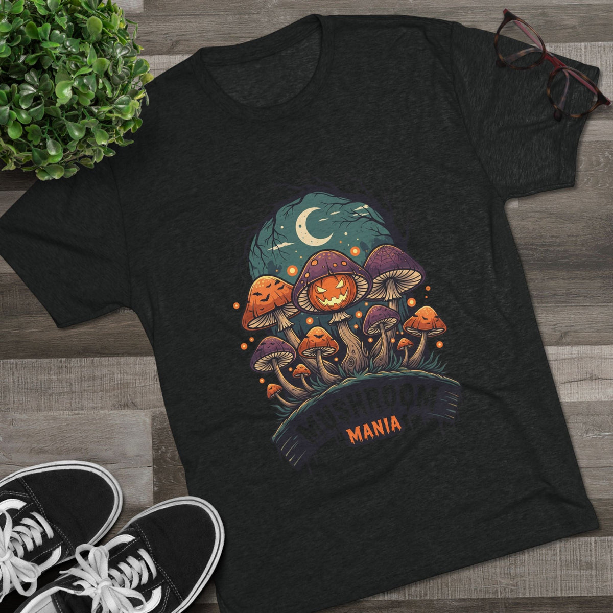 Mushroom Mania Halloween Tee — Spooky Jack-O'-Lantern Mushroom Streetwear