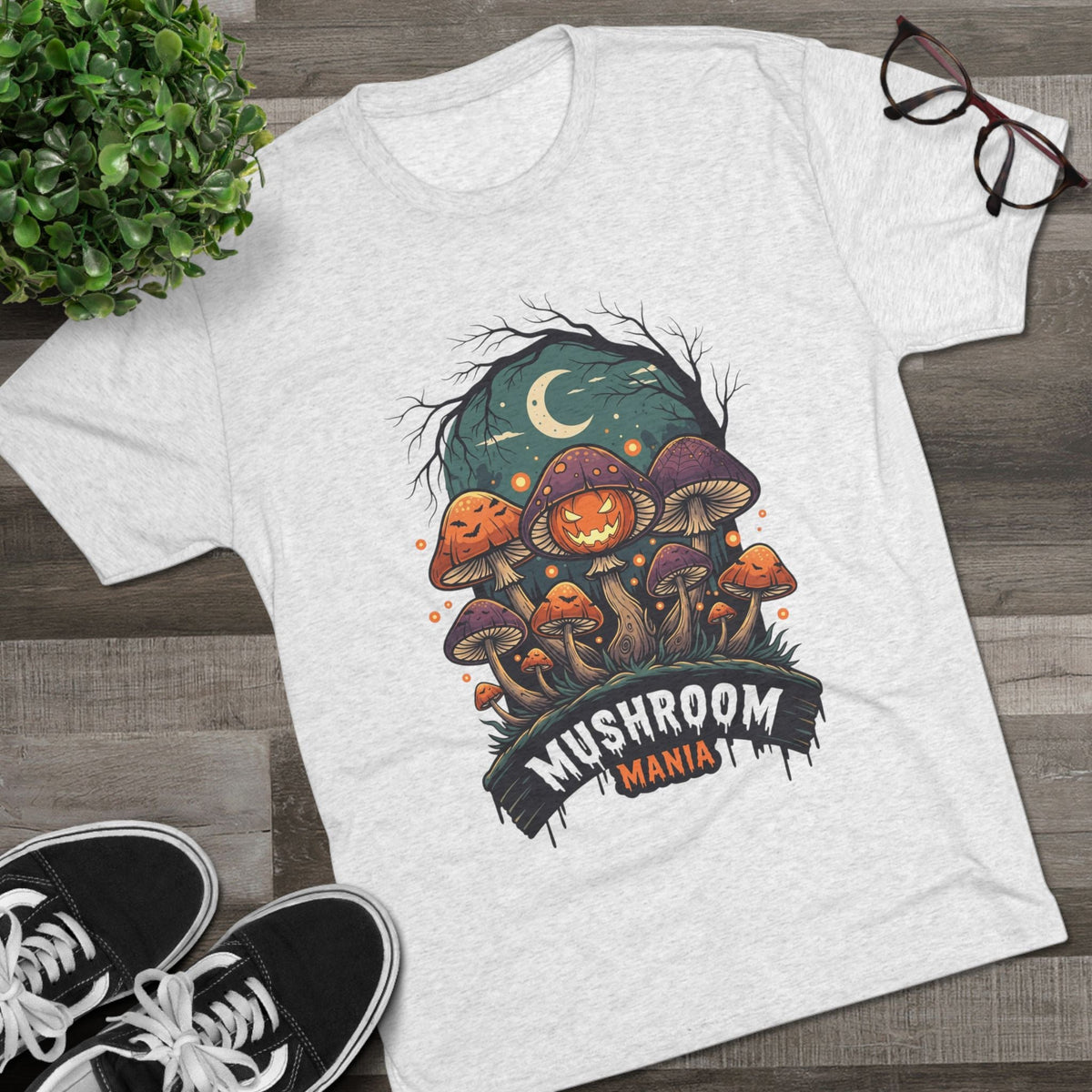 Mushroom Mania Halloween Tee — Spooky Jack-O'-Lantern Mushroom Streetwear