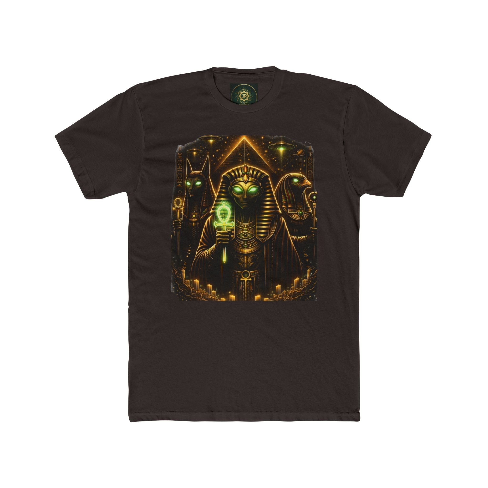 Pharaoh Mystic Anubis Tee – Golden Frequency Edition Printify