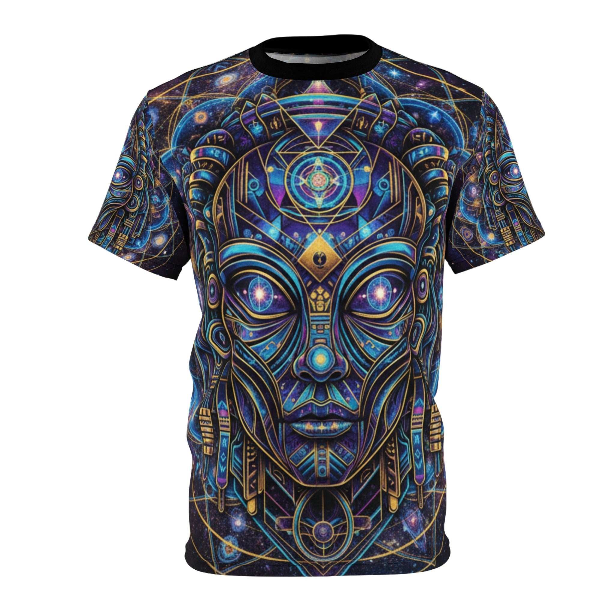 Mystic Geometric Alien Mask Tee | All-Over Print