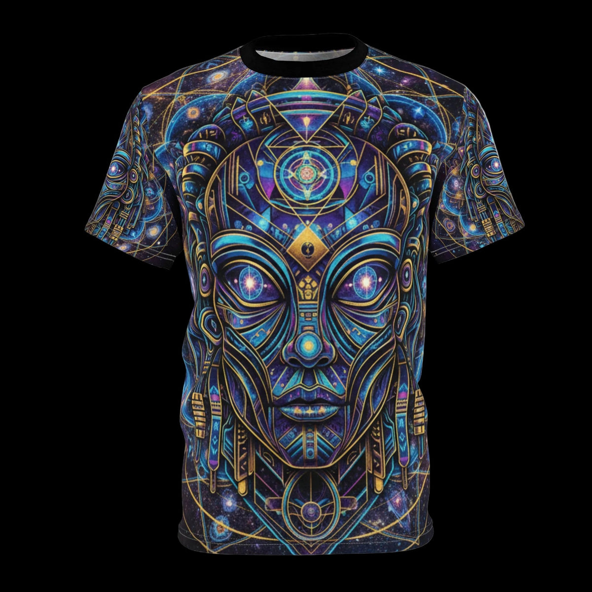 Mystic Geometric Alien Mask Tee | All-Over Print