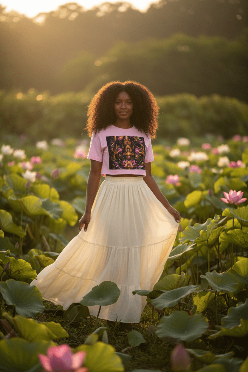 Mystic Goddess Lotus Cropped Tee — Garden
