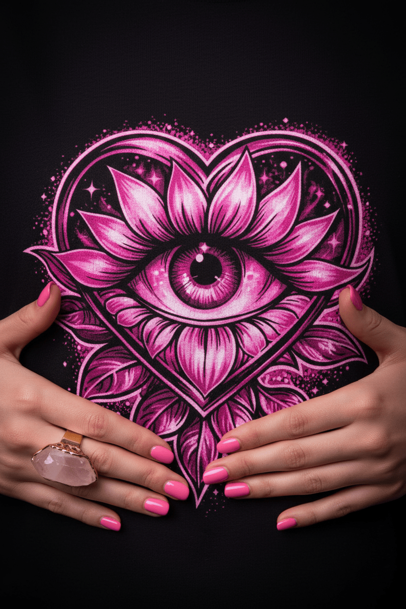 Mystic Heart Eye Tee — Close-Up Detail
