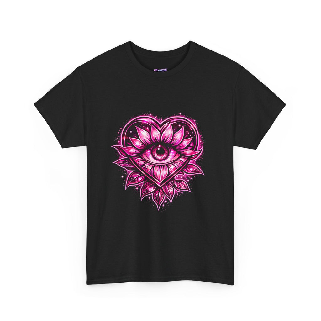 Mystic Heart Eye T‑Shirt — Pink Third Eye Lotus Graphic Tee Printify