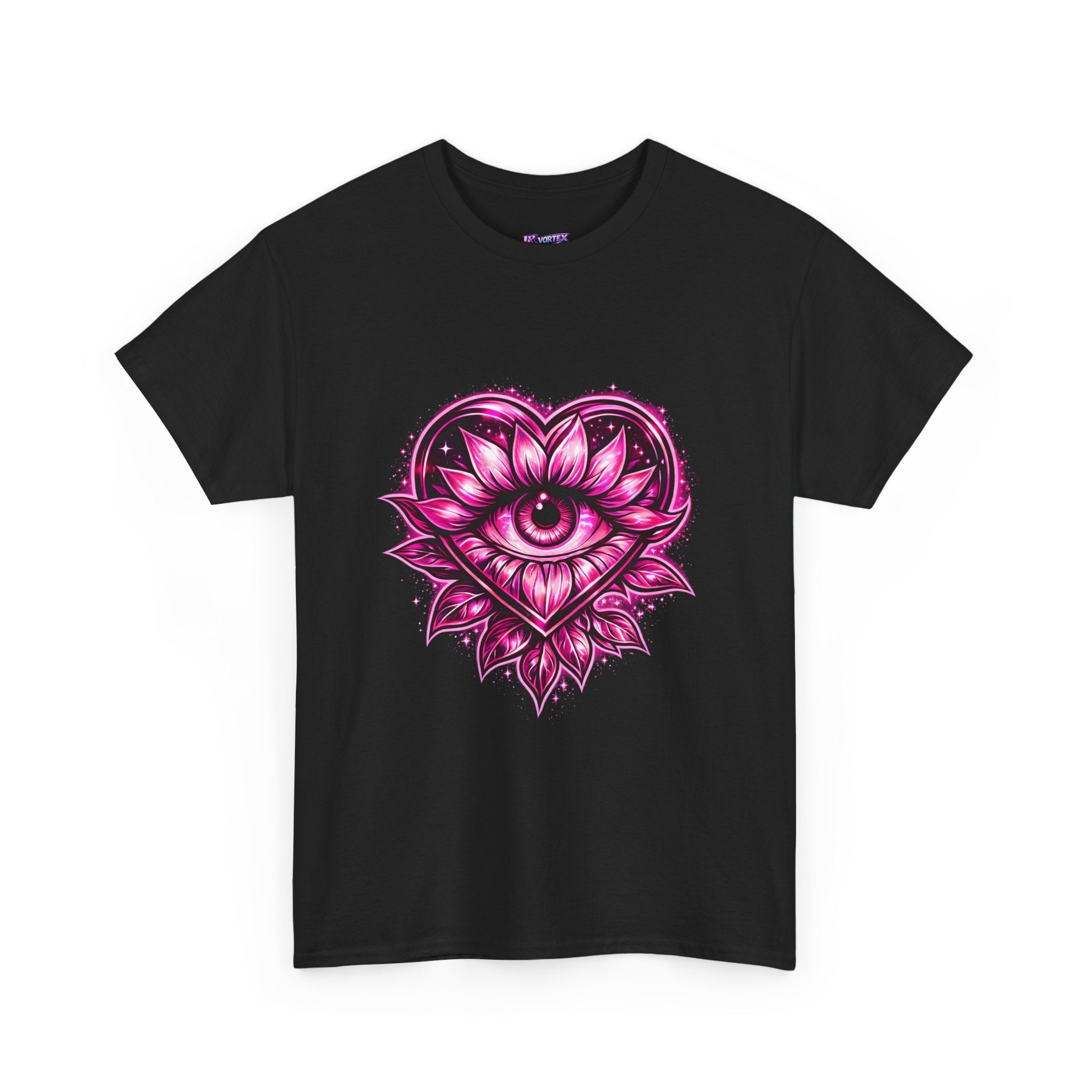 Mystic Heart Eye T‑Shirt — Pink Third Eye Lotus Graphic Tee Printify
