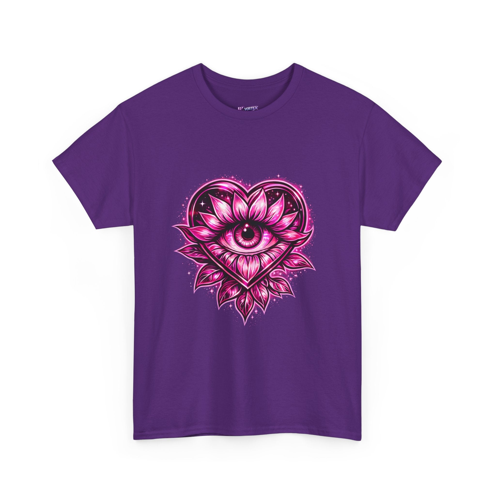 Mystic Heart Eye T‑Shirt — Pink Third Eye Lotus Graphic Tee Printify