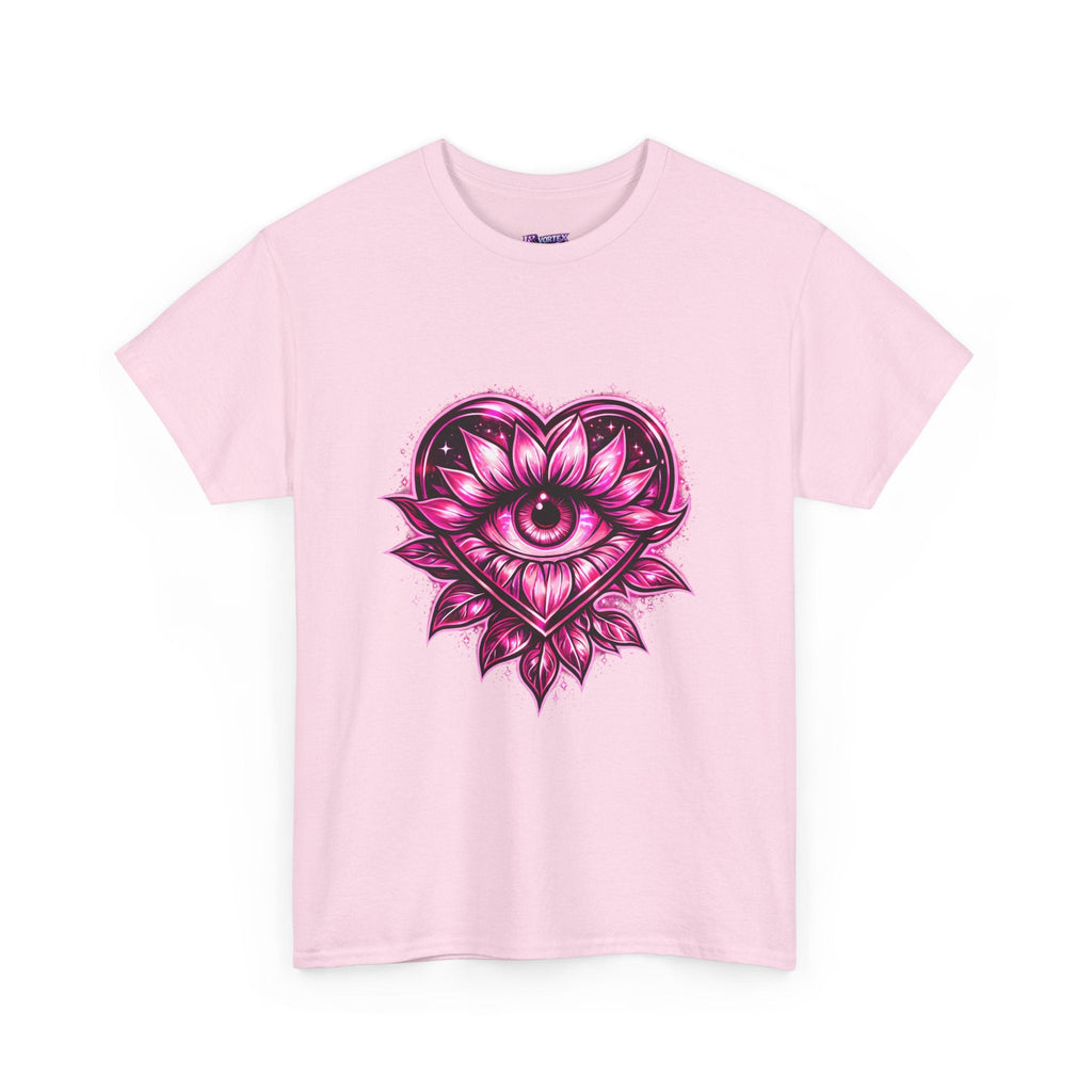 Mystic Heart Eye T‑Shirt — Pink Third Eye Lotus Graphic Tee Printify