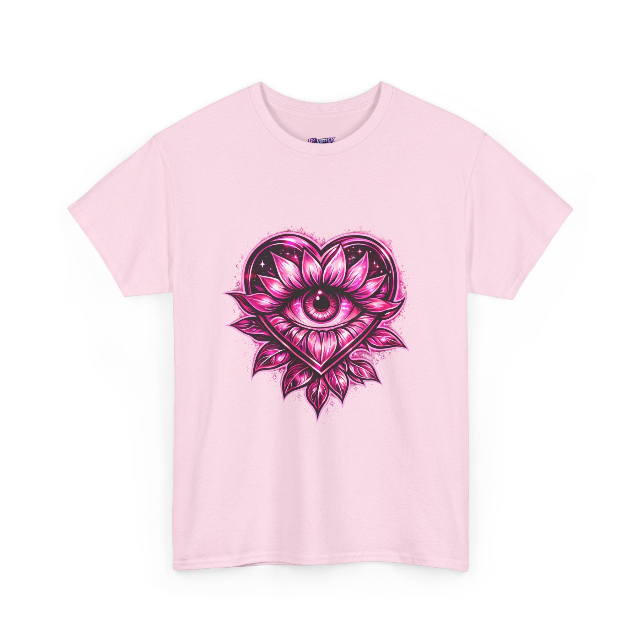 Mystic Heart Eye T‑Shirt — Pink Third Eye Lotus Graphic Tee Printify